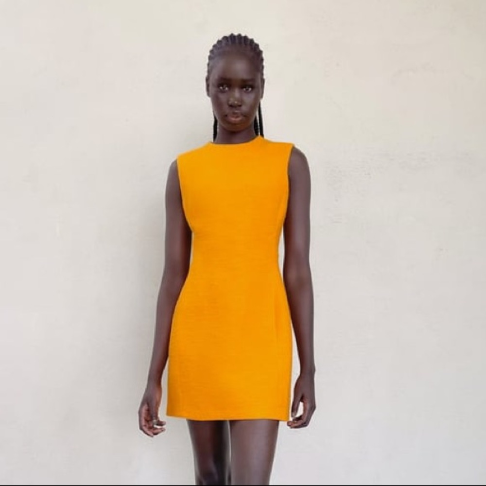 Zara textured orange dress